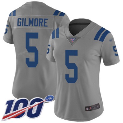 Nike Indianapolis Colts #5 Stephon Gilmore Gray Women's Stitched NFL Limited Inverted Legend 100th Season Jersey